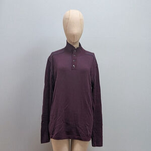 Sundance Highland Stitch Henley Burgundy Contrast Mockneck Sweater - XL